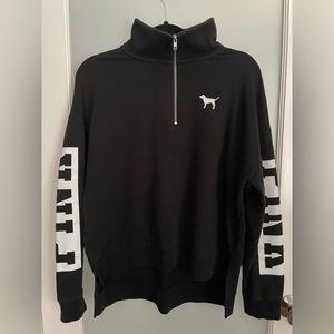 PINK Victoria’s Secret Black and White Half Zip Sweatshirt